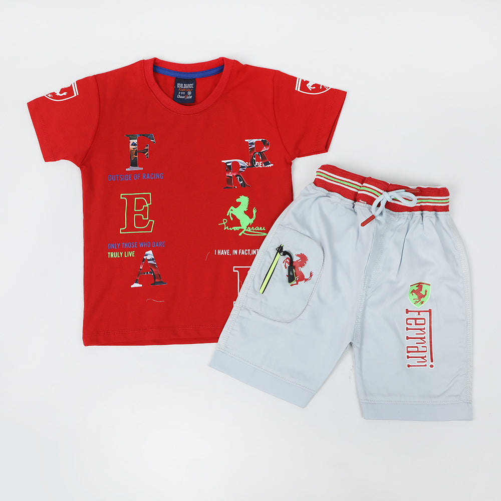 Boys Half Sleeves Suit - Red, Boys Sets & Suits, Chase Value, Chase Value