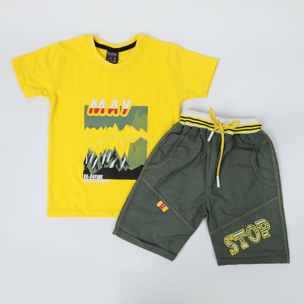 Boys Half Sleeves Suit - Yellow, Boys Sets & Suits, Chase Value, Chase Value