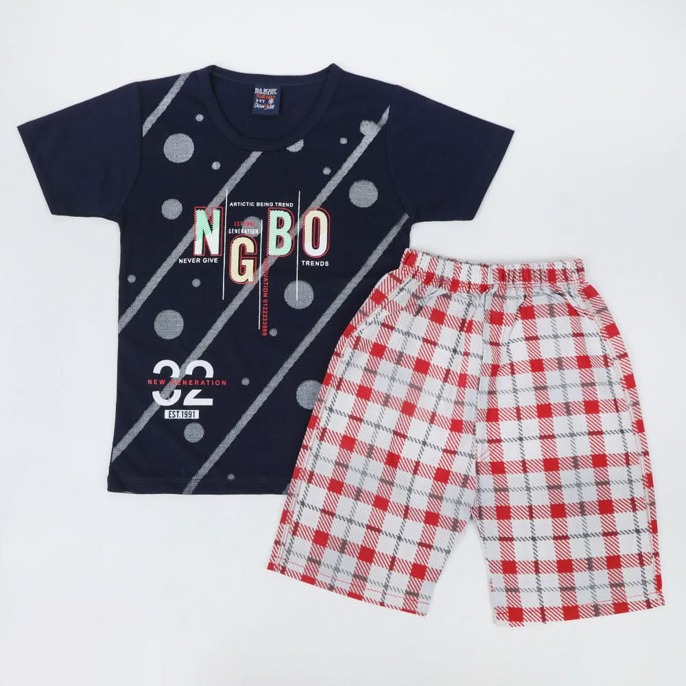 Boys Half Sleeves Suit - Navy Blue, Boys Sets & Suits, Chase Value, Chase Value