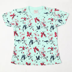 Girls Half Sleeves T-Shirt - Cyan