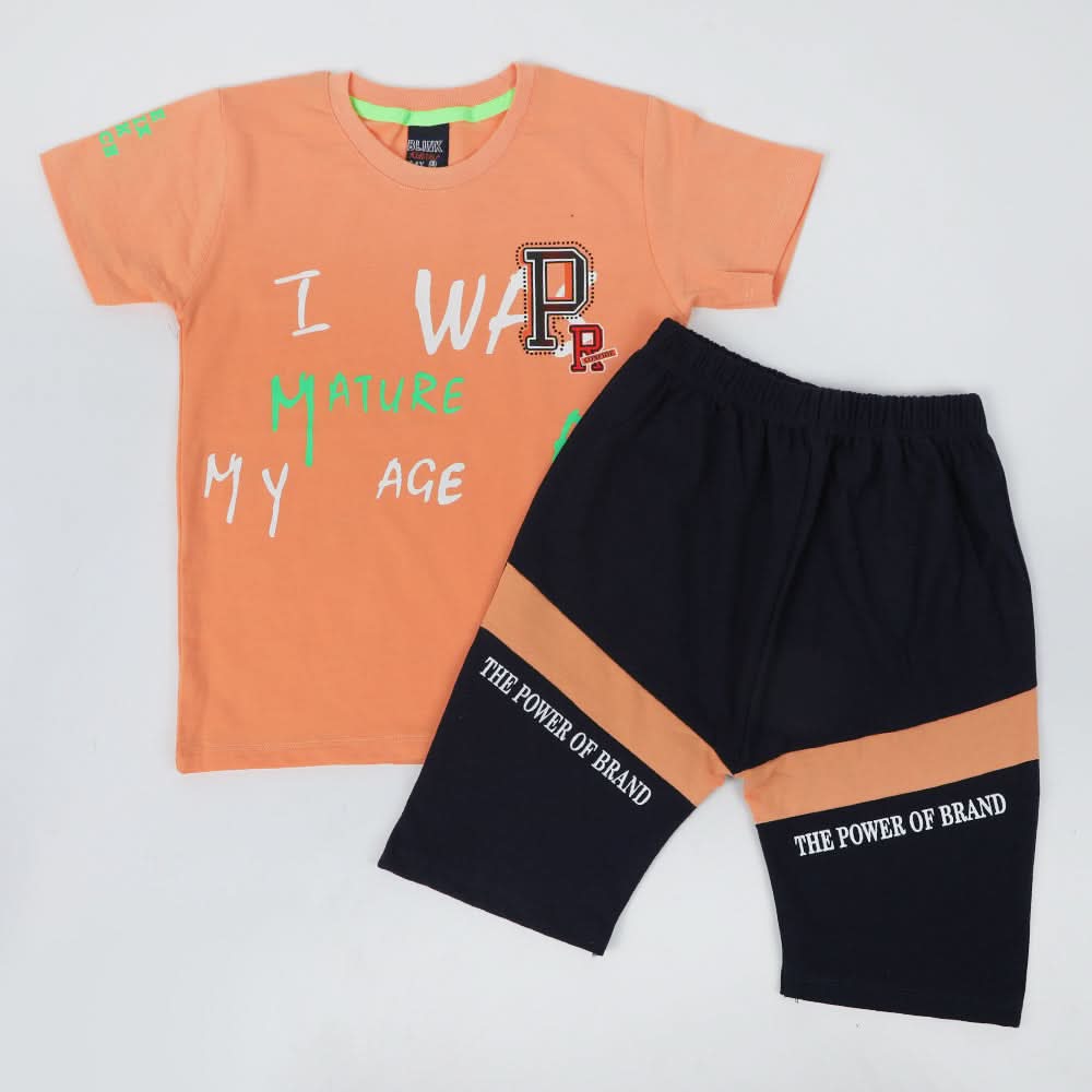 Boys Half Sleeves Suit - Orange, Boys Sets & Suits, Chase Value, Chase Value