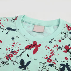 Girls Half Sleeves T-Shirt - Cyan