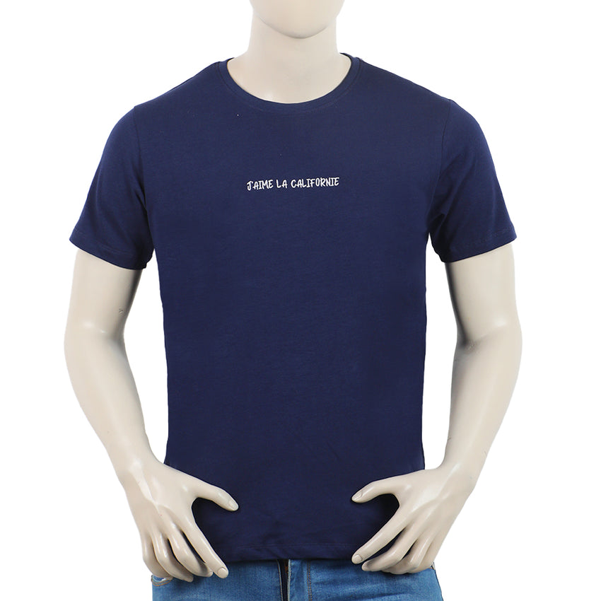 Men's Eminent Round Neck Half Sleeves Printed T-Shirt - Navy Blue