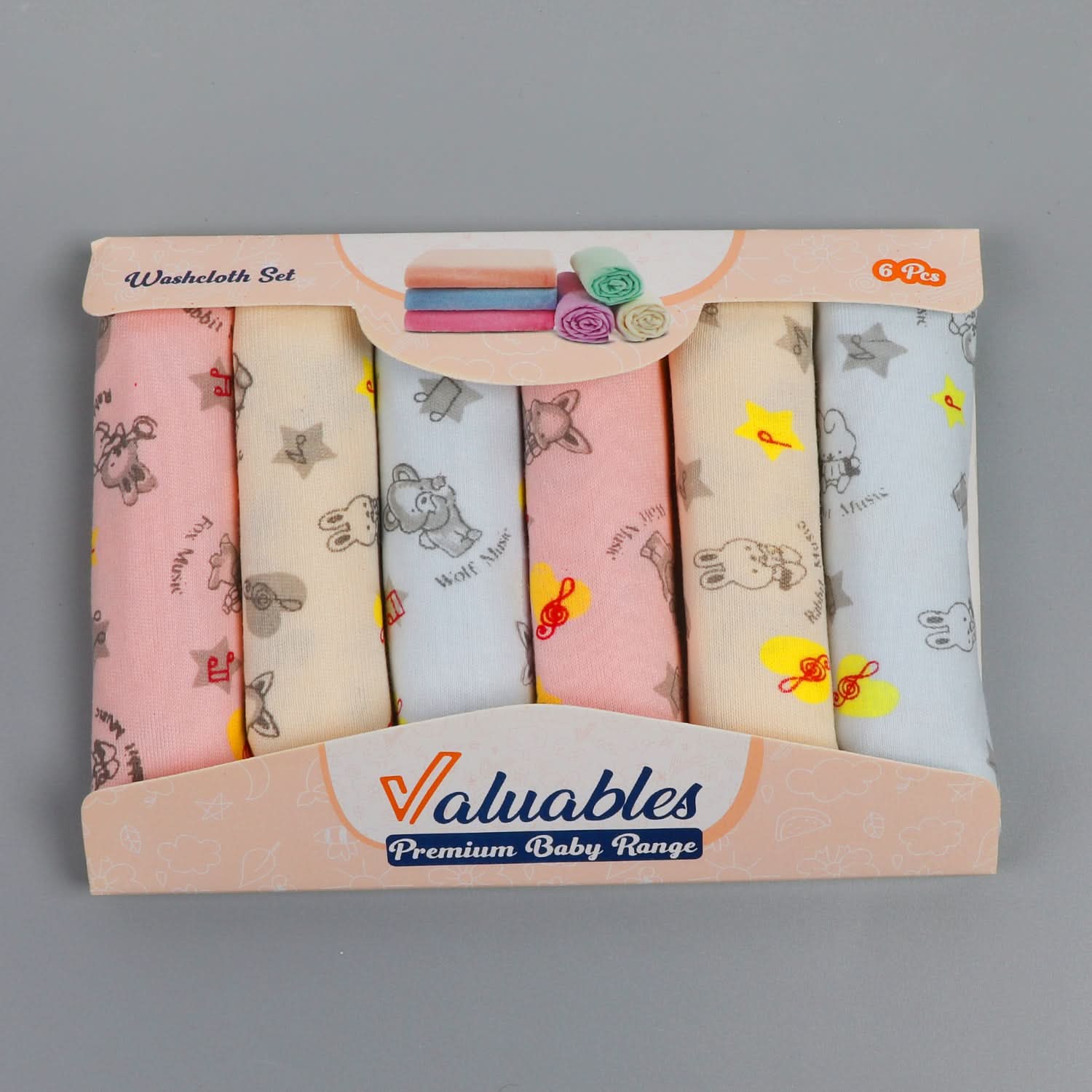 Valuable Roll Face Towel pack of 6 - Multi Color, Face Towels, Chase Value, Chase Value