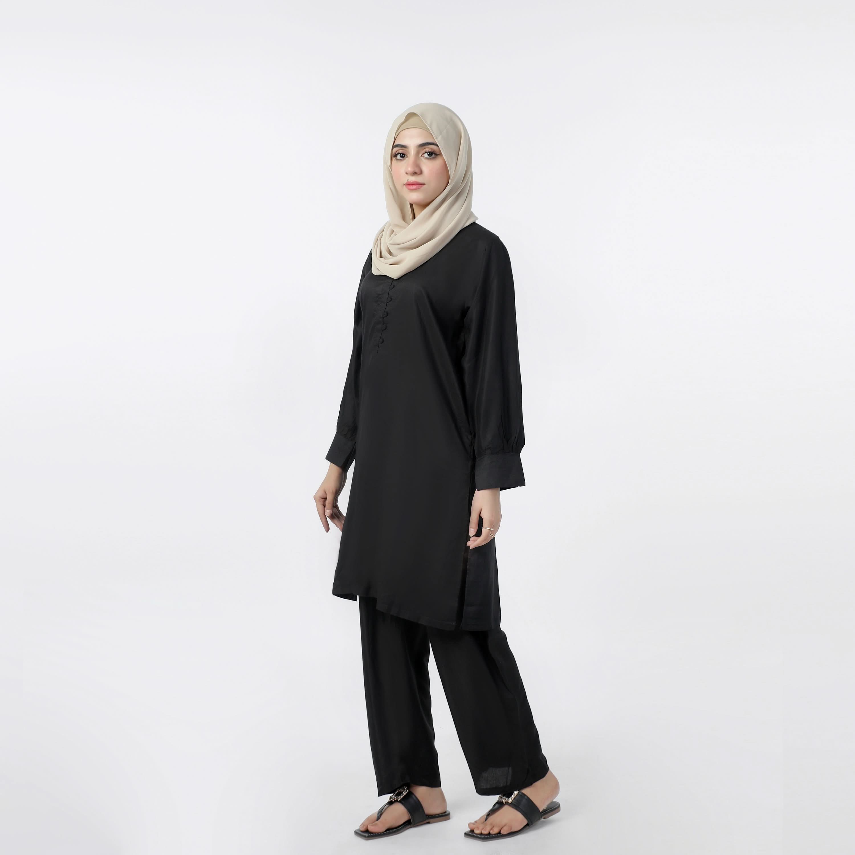 Women's Dyed Solid Co-Ord Set - Black, Women Co-Ord Set, Chase Value, Chase Value