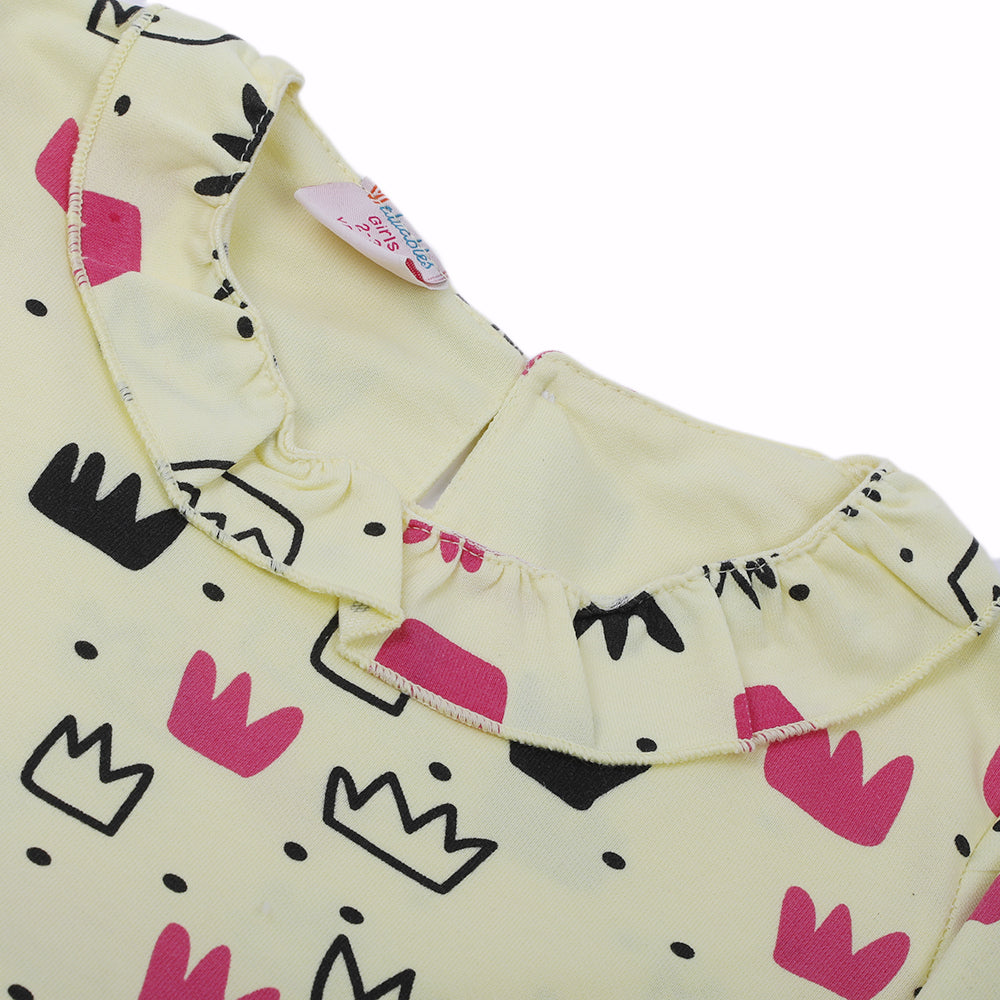 Girls Full Sleeves Frock - Lemon, Girls Frocks, Chase Value, Chase Value