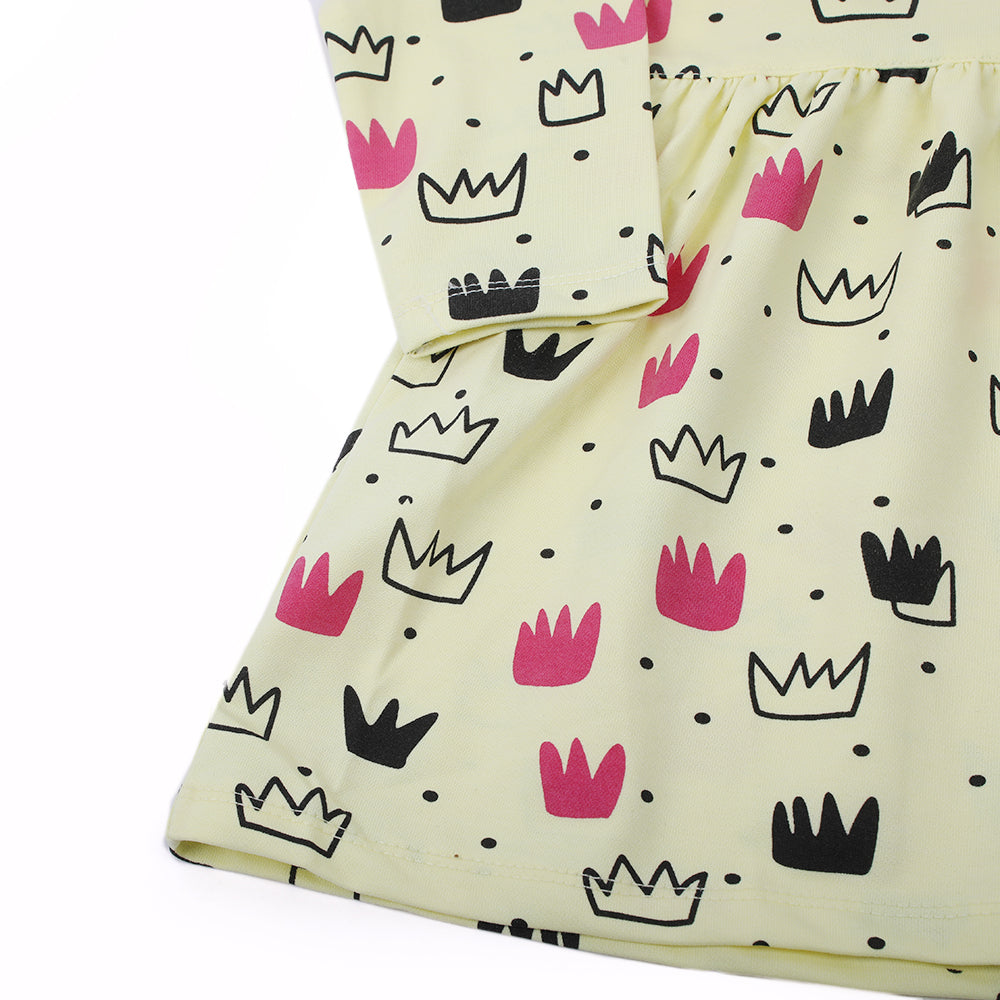 Girls Full Sleeves Frock - Lemon, Girls Frocks, Chase Value, Chase Value