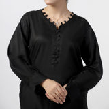 Women's Dyed Solid Co-Ord Set - Black, Women Co-Ord Set, Chase Value, Chase Value