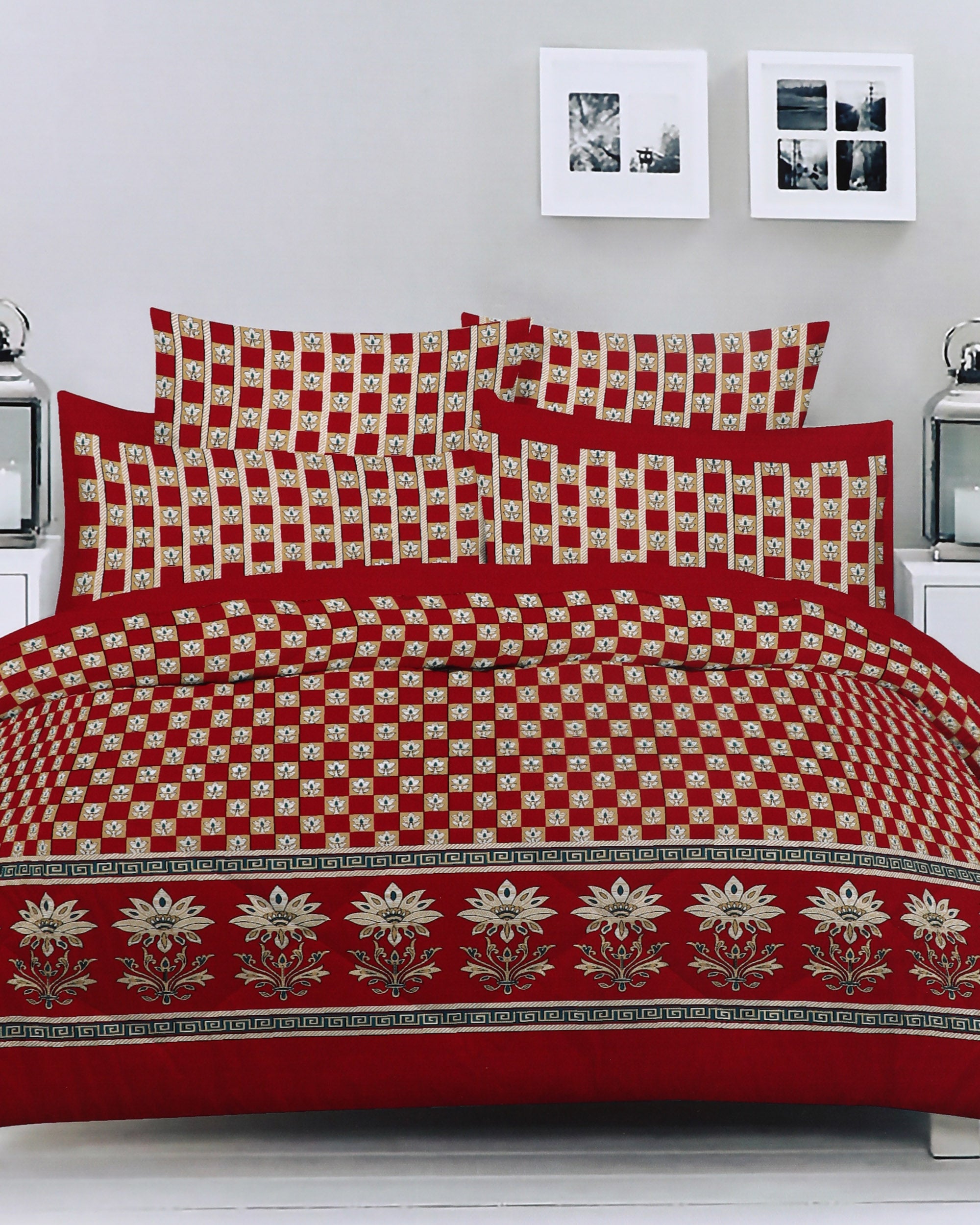 Double Bedsheet 90×94 – Salonika, Double Size Bed Sheet, Chase Value, Chase Value