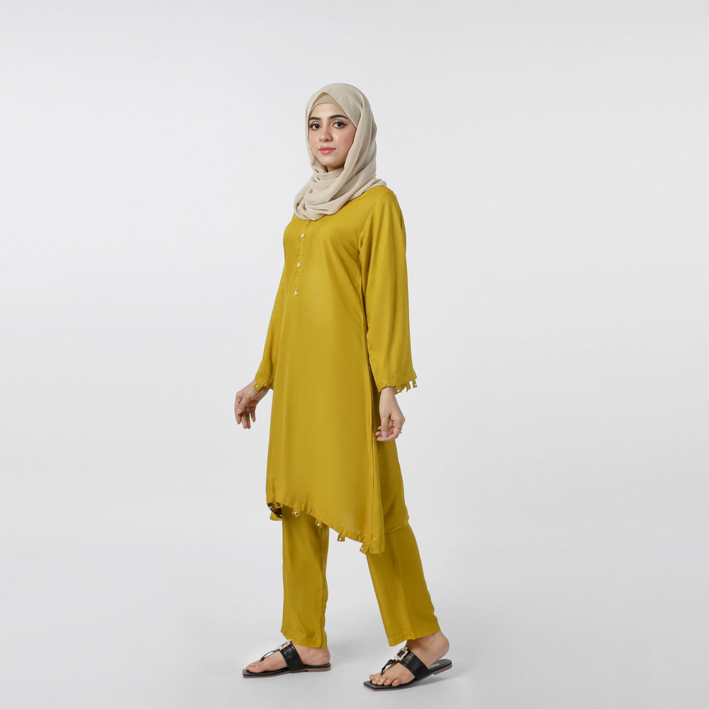 Women's Dyed Solid Co-Ord Set - Mustard, Women Co-Ord Set, Chase Value, Chase Value