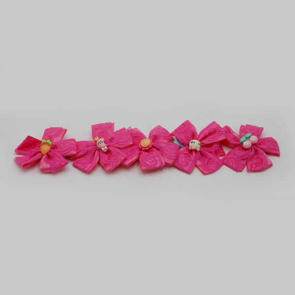 Fancy Hair Pin For Girls Pack Of 5 - Dark Pink