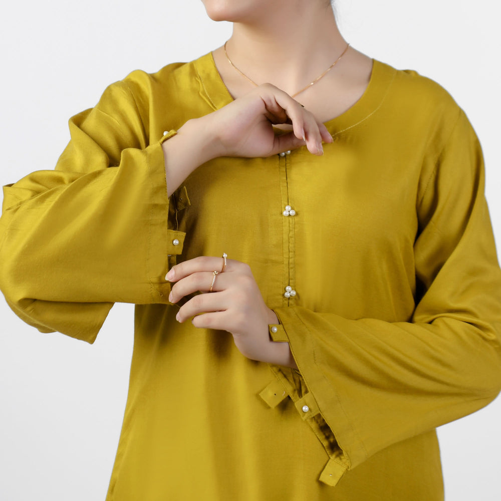 Women's Dyed Solid Co-Ord Set - Mustard, Women Co-Ord Set, Chase Value, Chase Value