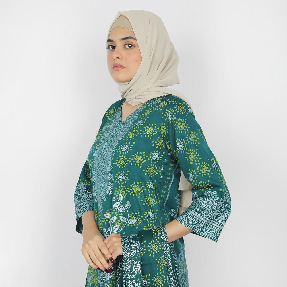 Women's Printed 3pcs Suit - Green, Women Shalwar Suits, Chase Value, Chase Value