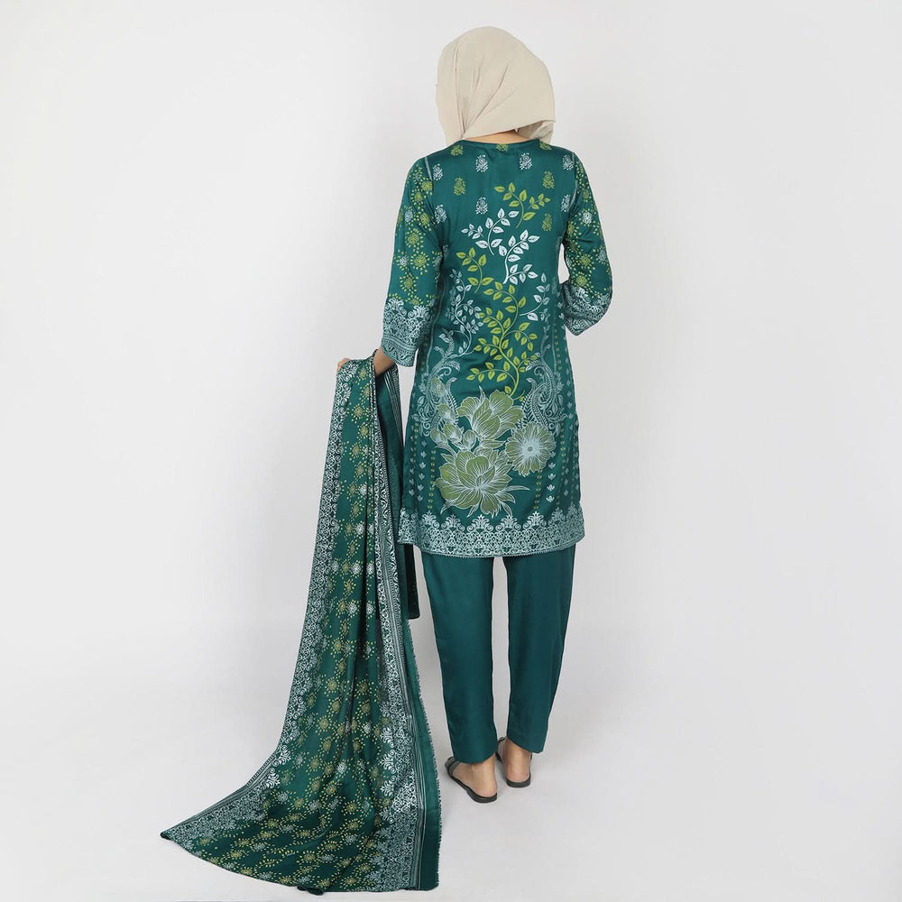 Women's Printed 3pcs Suit - Green, Women Shalwar Suits, Chase Value, Chase Value