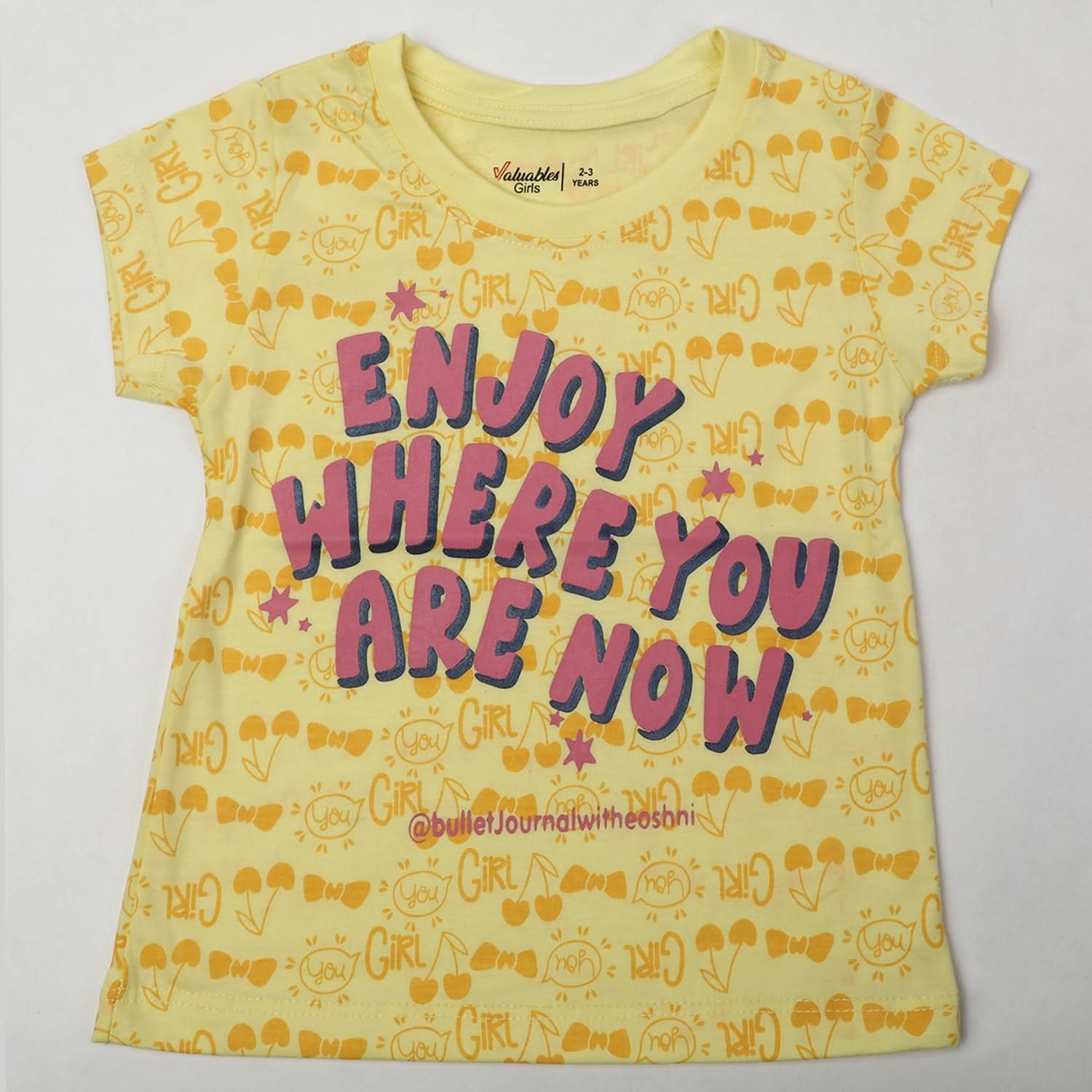 Girl's Half Sleeves T-Shirt - Yellow, Girls T-Shirts, Chase Value, Chase Value
