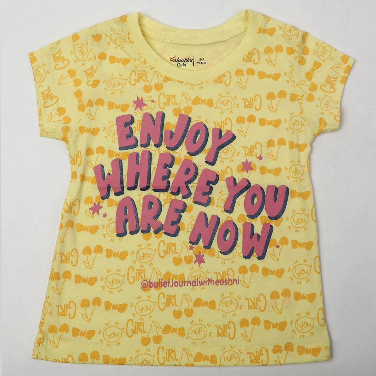 Girl's Half Sleeves T-Shirt - Yellow, Girls T-Shirts, Chase Value, Chase Value