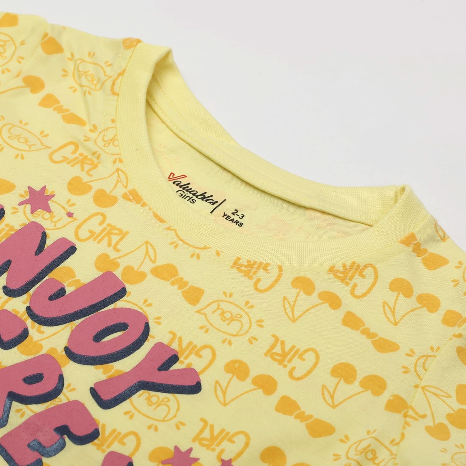 Girl's Half Sleeves T-Shirt - Yellow, Girls T-Shirts, Chase Value, Chase Value