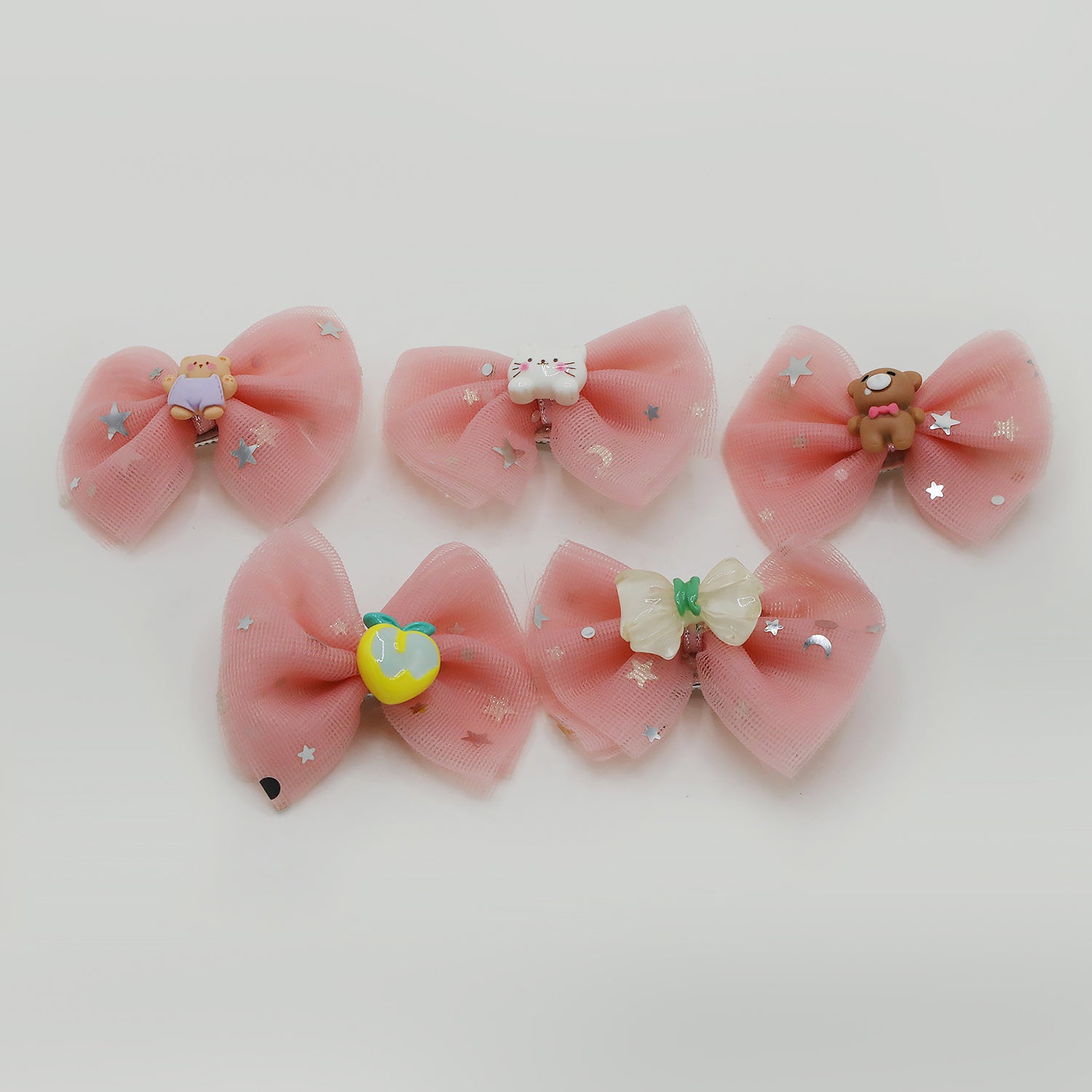 Fancy Hair Pin For Girls Pack Of 5 - Peach, Girls Hair Accessories, Chase Value, Chase Value