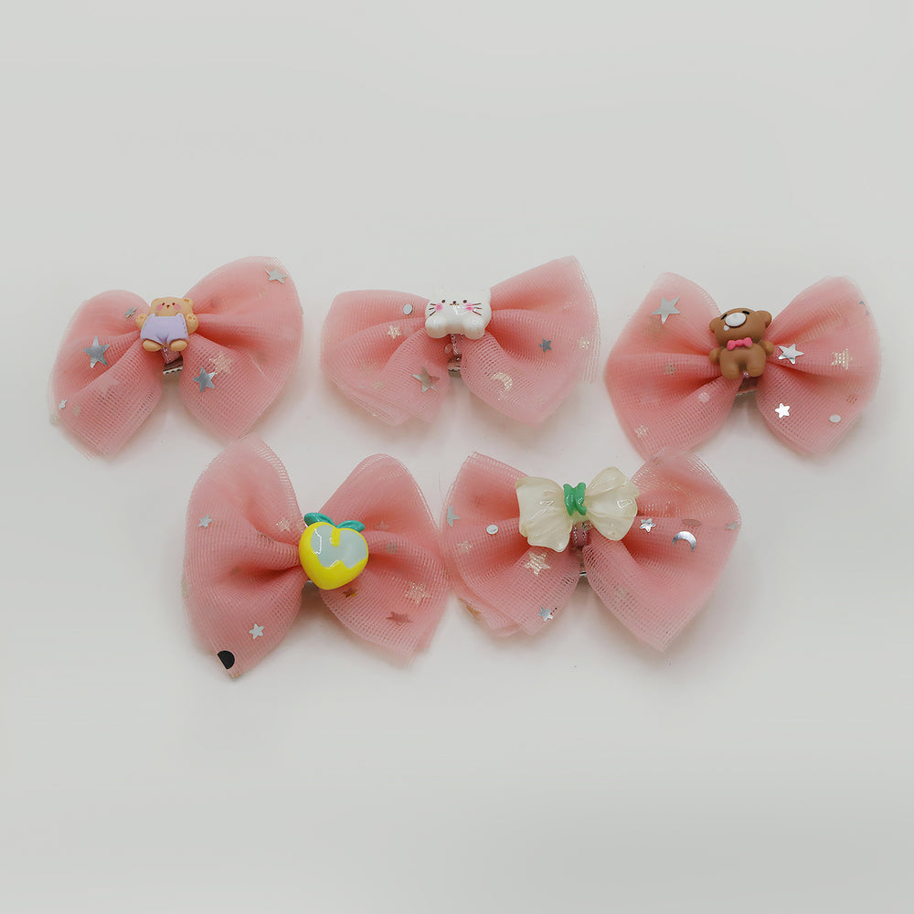 Fancy Hair Pin For Girls Pack Of 5 - Peach, Girls Hair Accessories, Chase Value, Chase Value