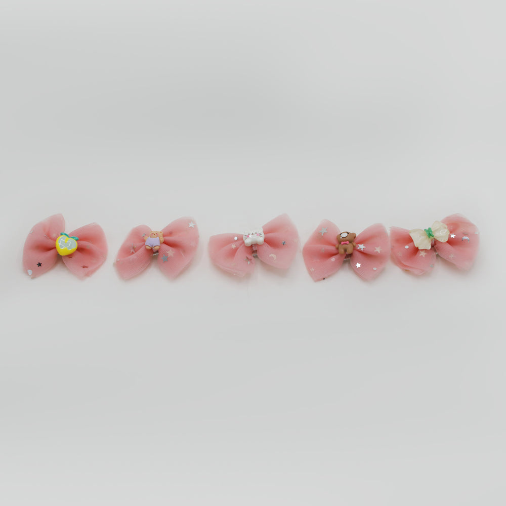 Fancy Hair Pin For Girls Pack Of 5 - Peach, Girls Hair Accessories, Chase Value, Chase Value