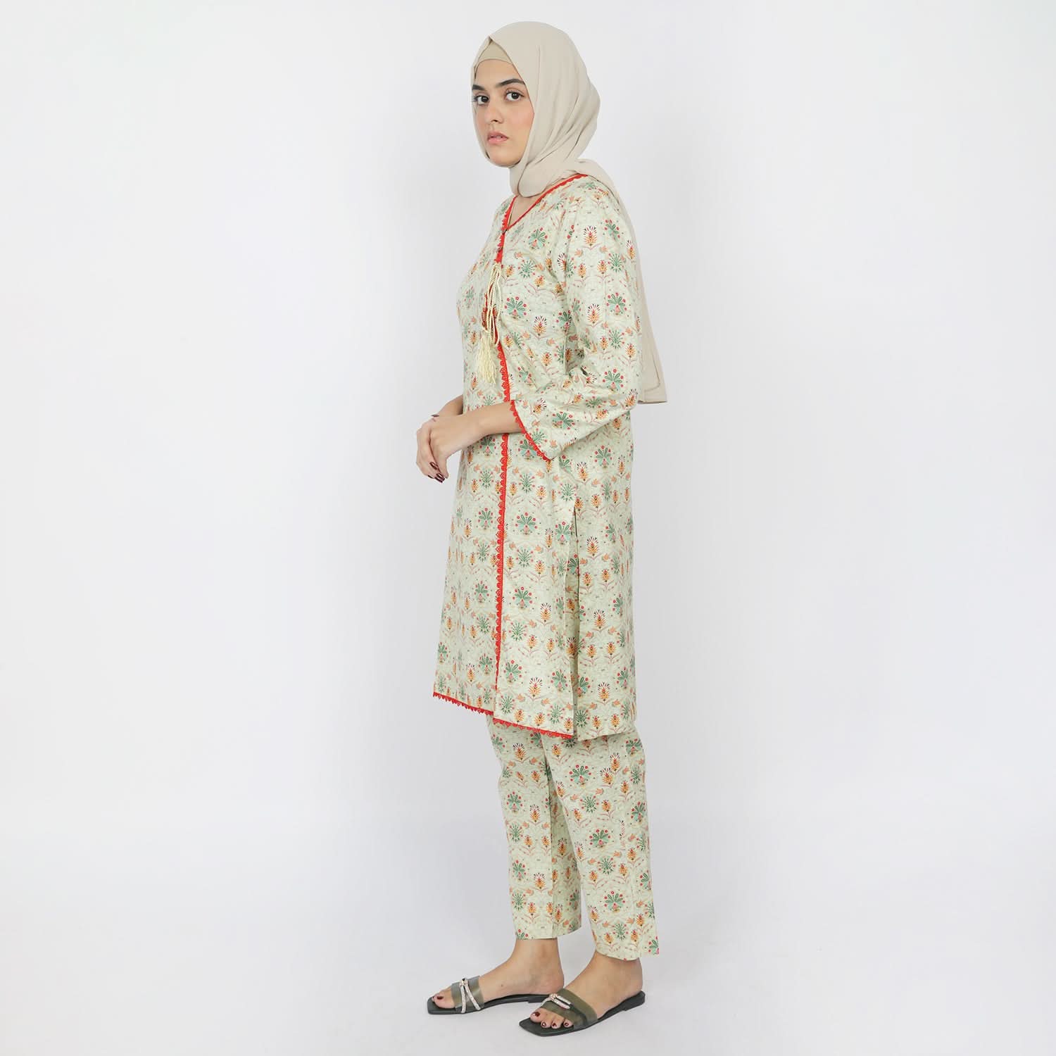 Women's Khaddar 2pcs Stitched Suit - Light Green, Women Shalwar Suits, Chase Value, Chase Value