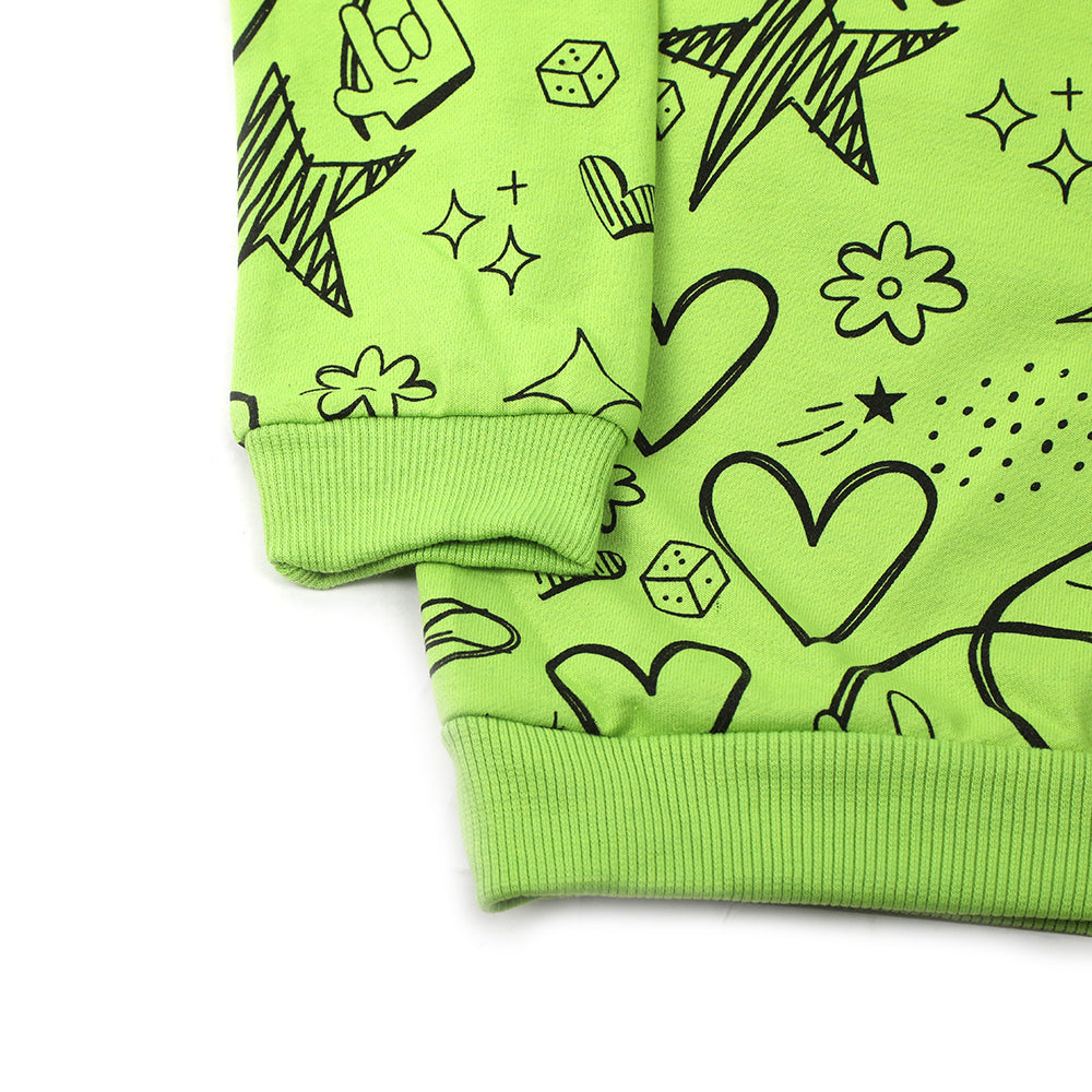 Girls Full Sleeves HoodieT-Shirt - Light Green, Girls Hoodies & Sweat Shirts, Chase Value, Chase Value