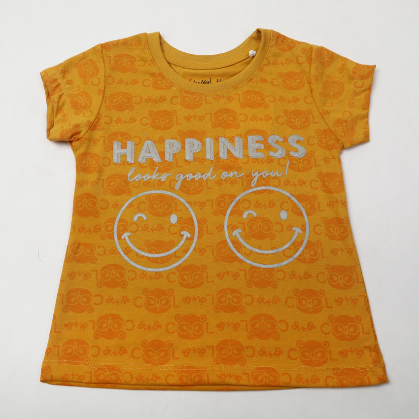 Girl's Half Sleeves T-Shirt - Mustard