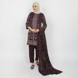 Women's Printed 3pcs Suit - Maroon, Women Shalwar Suits, Chase Value, Chase Value