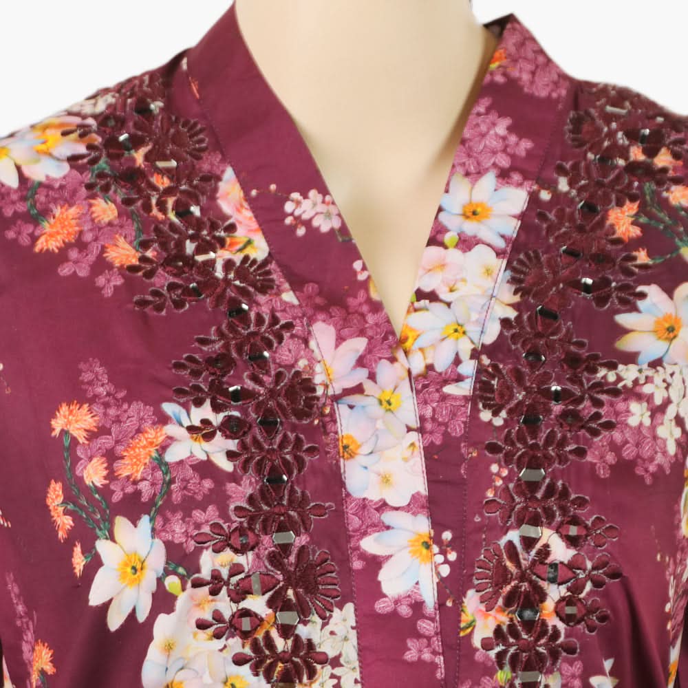 Women's Embroidered Kurti - Burgundy, Women Ready Kurtis, Chase Value, Chase Value
