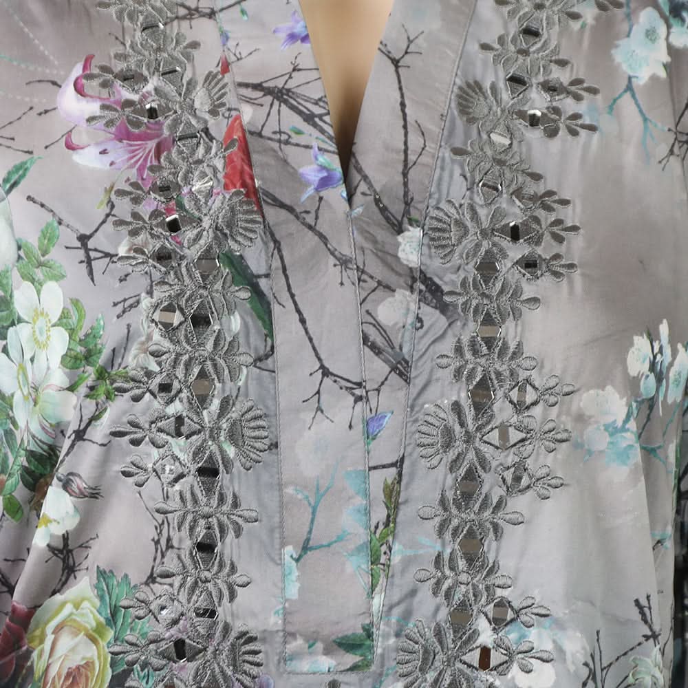 Women's Embroidered Kurti - Grey, Women Ready Kurtis, Chase Value, Chase Value
