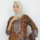 Women's Printed 3pcs Suit - Brown, Women Shalwar Suits, Chase Value, Chase Value
