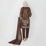Women's Printed 3pcs Suit - Brown, Women Shalwar Suits, Chase Value, Chase Value