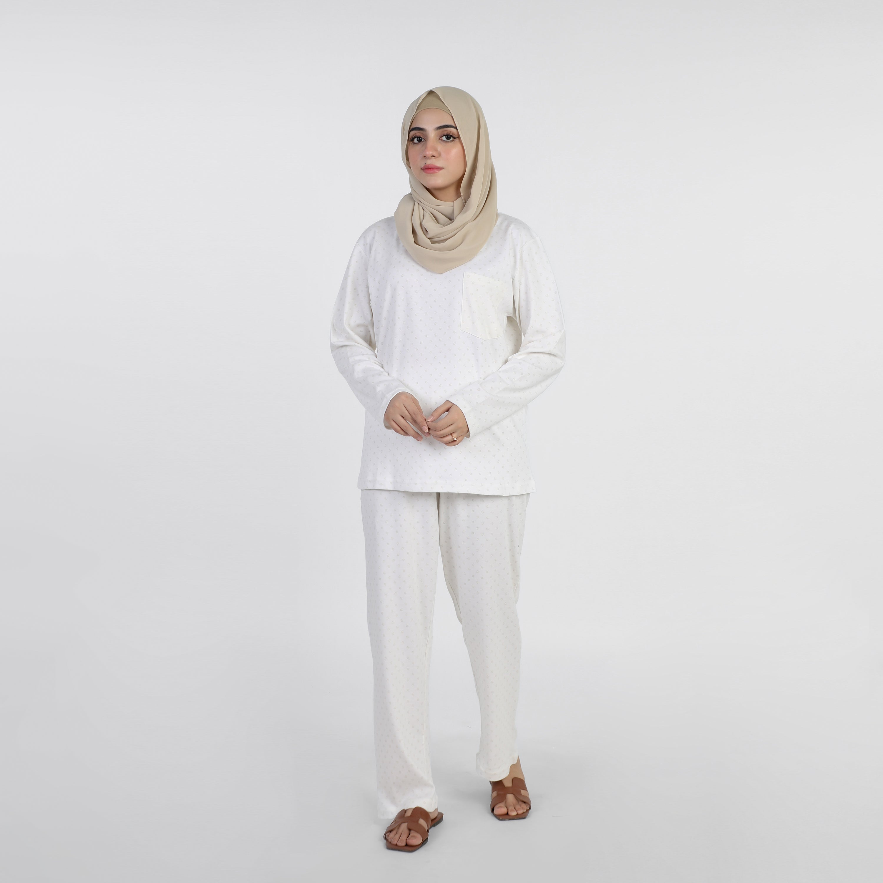 Eminent Women's Full Sleeves Night Suit - White, Women Two Piece Outfit, Eminent, Chase Value