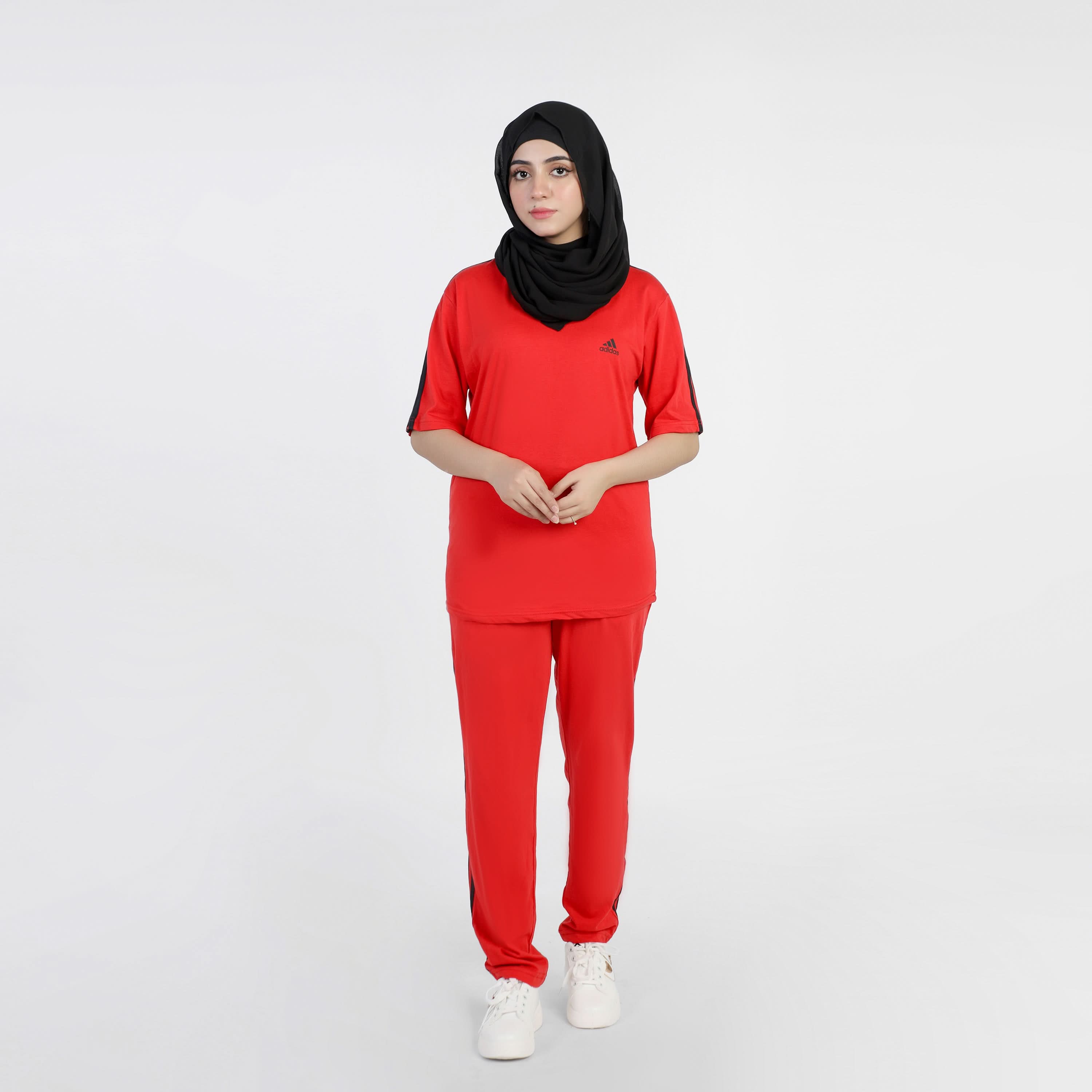 Women's Fancy 3 Tape Track Suit - Red, Women Two Piece Outfit, Chase Value, Chase Value