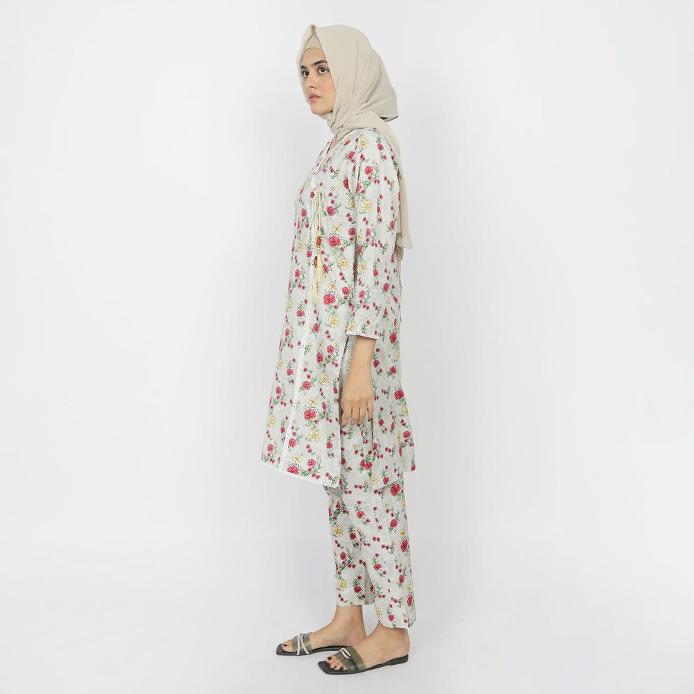 Women's Khaddar 2pcs Stitched Suit - Light Grey, Women Shalwar Suits, Chase Value, Chase Value