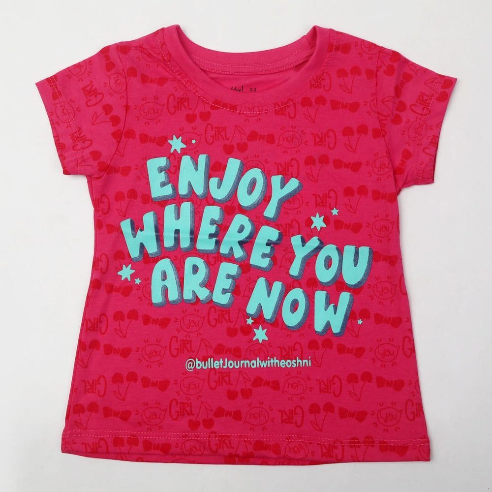 Girl's Half Sleeves T-Shirt - Pink, Girls T-Shirts, Chase Value, Chase Value