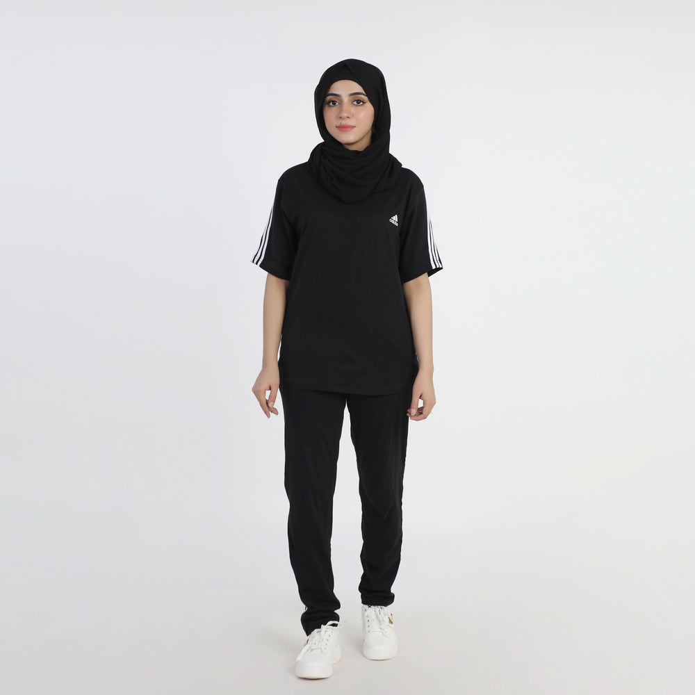 Women's Fancy 3 Tape Track Suit - Black, Women Two Piece Outfit, Chase Value, Chase Value