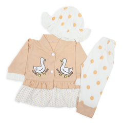 Newborn Girls Full Sleeves Suit - Fawn