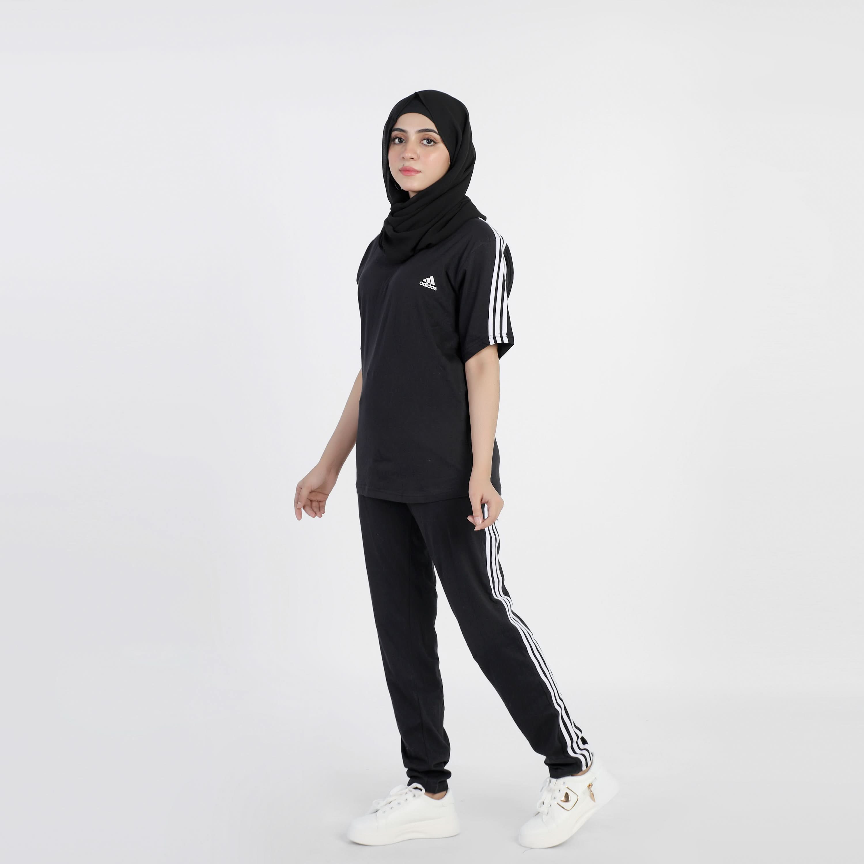 Women's Fancy 3 Tape Track Suit - Black, Women Two Piece Outfit, Chase Value, Chase Value