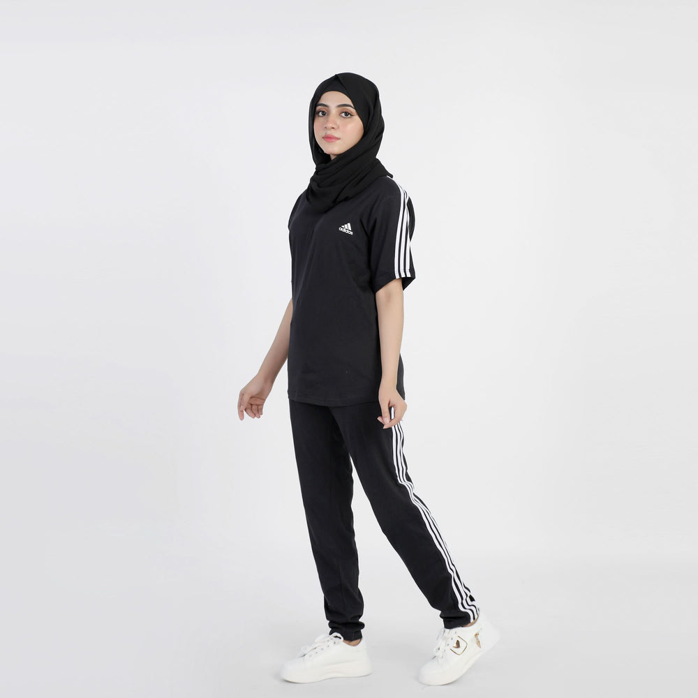 Women's Fancy 3 Tape Track Suit - Black, Women Two Piece Outfit, Chase Value, Chase Value