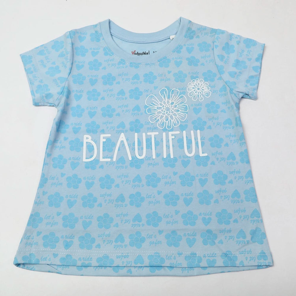 Girl's Half Sleeves T-Shirt - Blue, Girls T-Shirts, Chase Value, Chase Value
