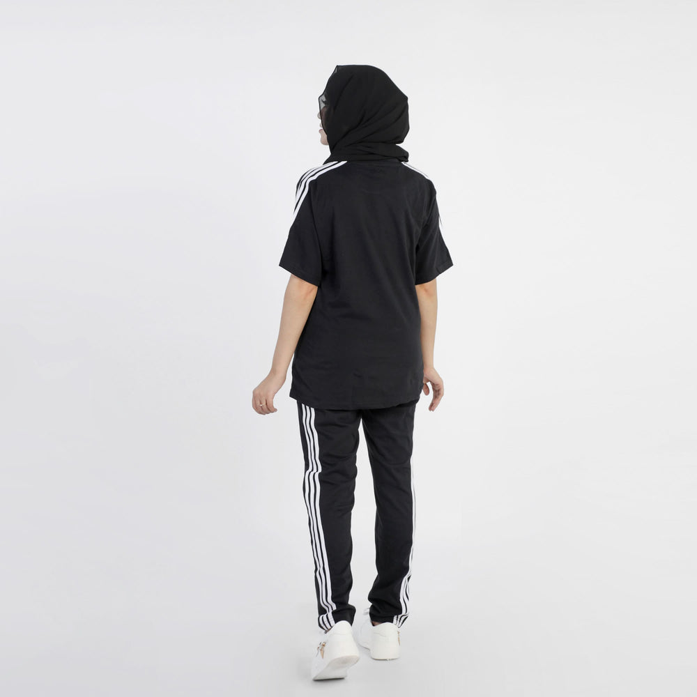 Women's Fancy 3 Tape Track Suit - Black, Women Two Piece Outfit, Chase Value, Chase Value