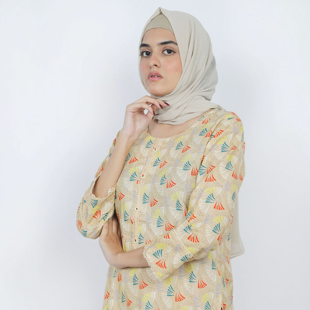 Women's Khaddar 2pcs Stitched Suit - Light Brown, Women Shalwar Suits, Chase Value, Chase Value