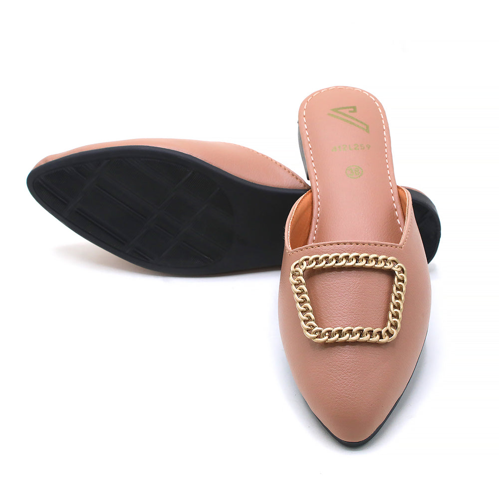 Women's Backless Pump - Peach, Women Backless Pumps, Chase Value, Chase Value