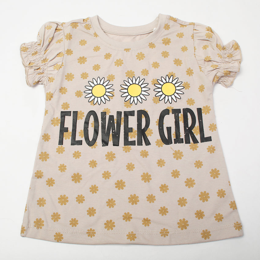 Girl's Half Sleeves T-Shirt - Light Brown