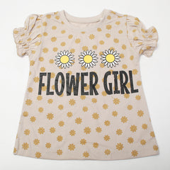 Girl's Half Sleeves T-Shirt - Light Brown