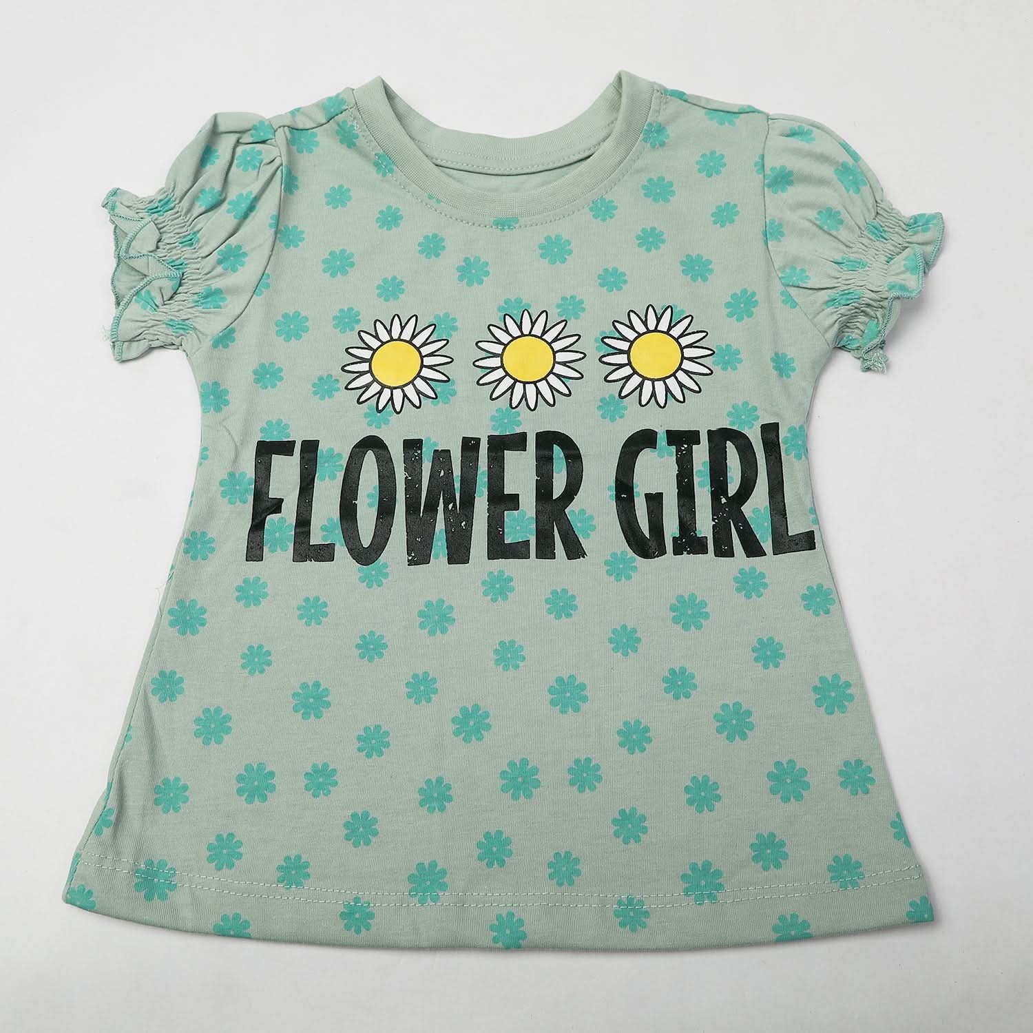 Girl's Half Sleeves T-Shirt - Green, Girls T-Shirts, Chase Value, Chase Value