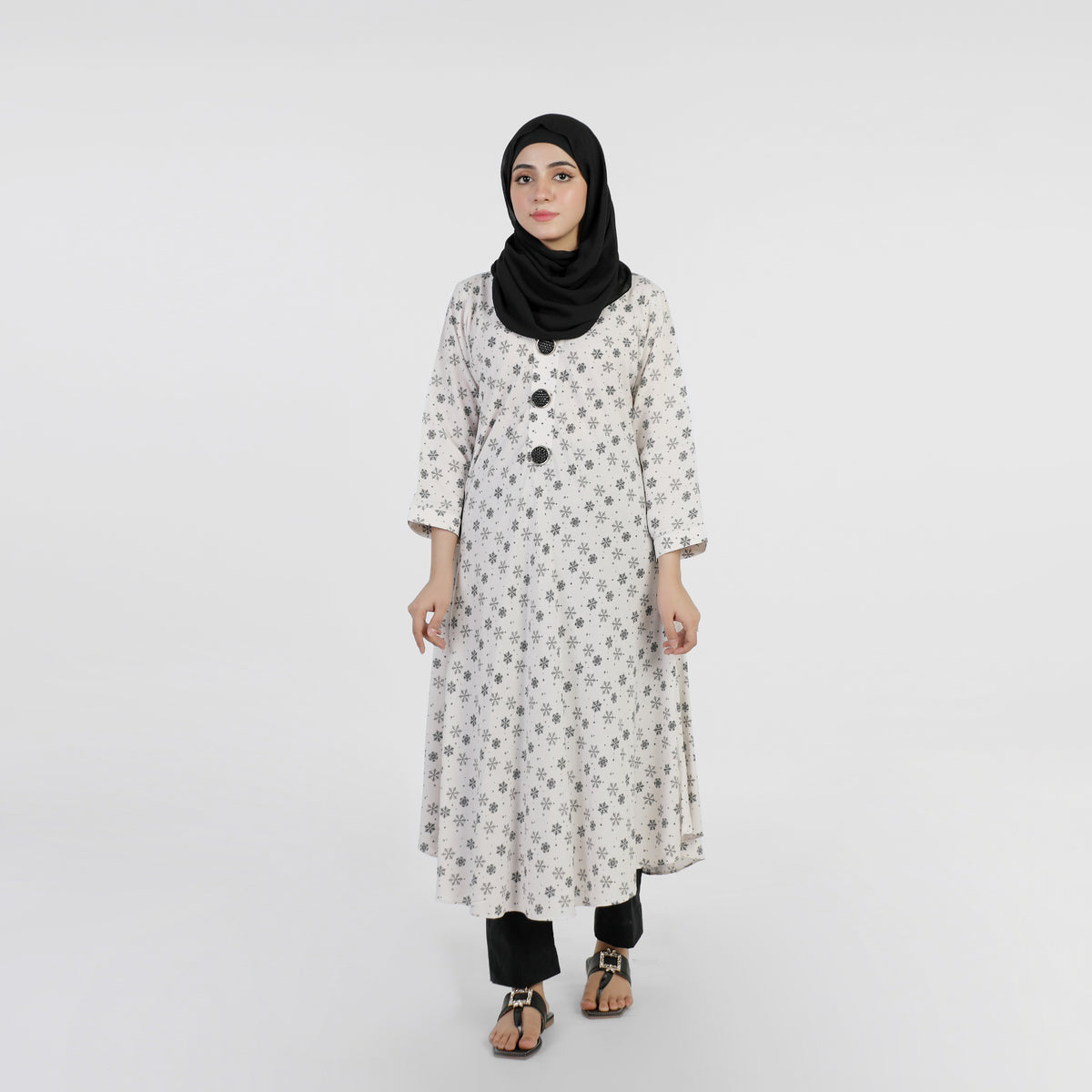 Women's Printed Stitched Kurti - Off White, Women Ready Kurtis, Chase Value, Chase Value