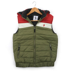 Men's Puffer Jacket - Red & Olive