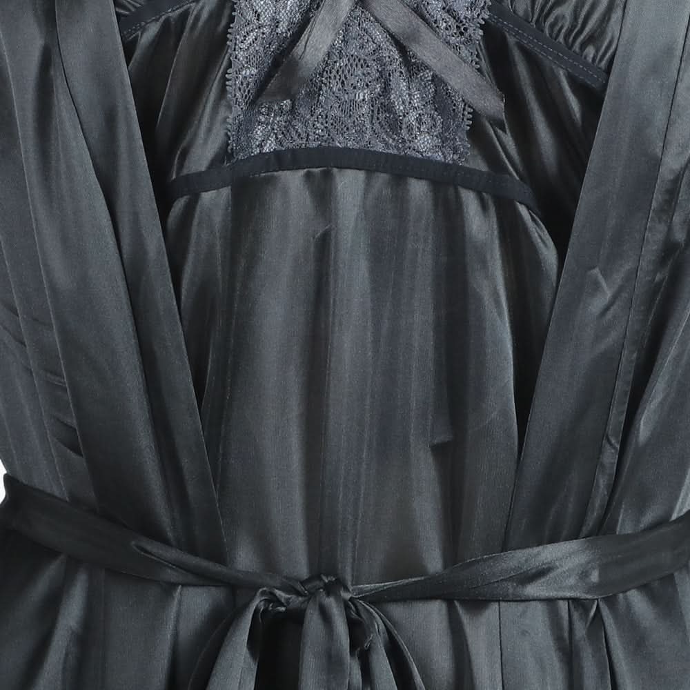 Women's 3Pcs Long Nighty - Dark Grey, Women Night Suit, Chase Value, Chase Value